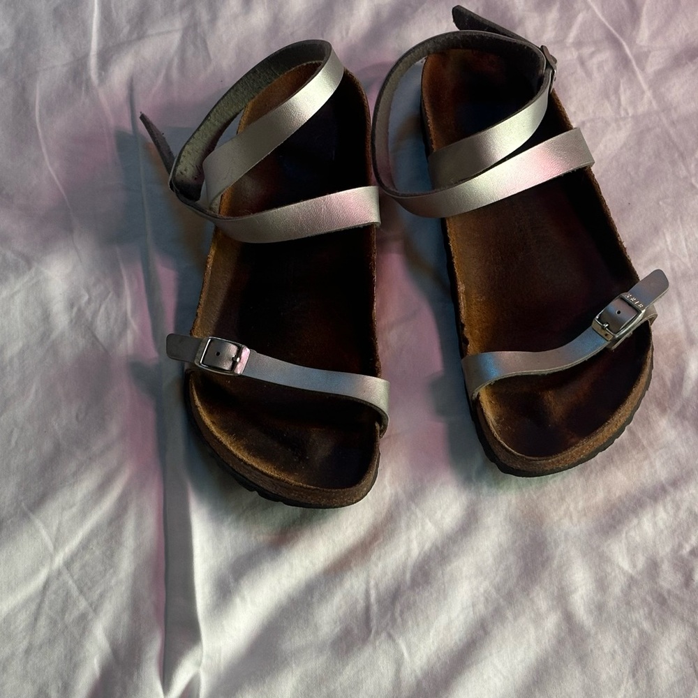 Silver Strappy Sandals Birkenstock